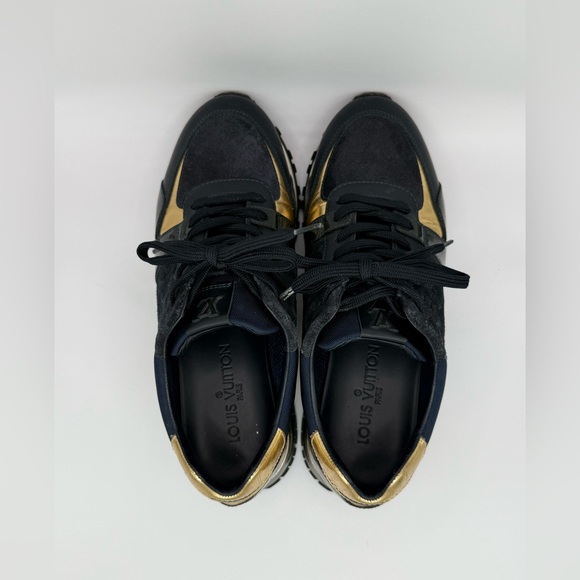 Louis Vuitton Suede Monogram Runaway Sneakers Metallic Gold Black Silver - Picture 4 of 4